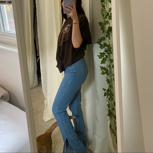 SOLD High Waisted Split Hem Flared Jeans - Picture 2 of 3